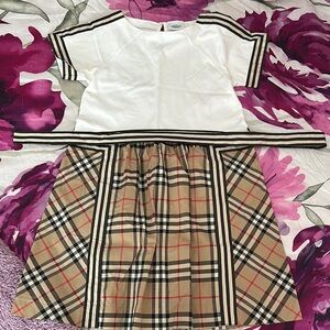 Burberry Kids Plaid Dress - White and Tan